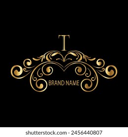 Creative Initial letter t logo design with modern business vector template. Creative isolated t monogram logo design with new latter logo golden color

