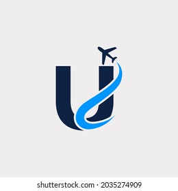 Creative Initial Letter U Air Travel Logo Design Template. Eps10 Vector