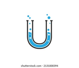 Creative Initial Letter U Digital Lab Logo Icon Design Concept Vector Element.