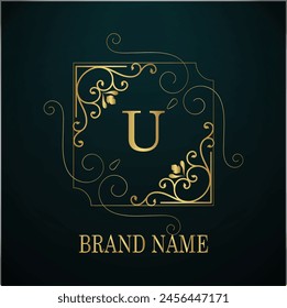 Creative Initial letter u logo design with modern business vector template. Creative isolated u monogram logo design with new latter logo golden color