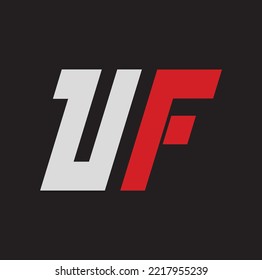 Creative Initial Letter UF or FU Logo Template Design with black background