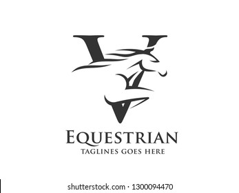 letra inicial creativa V con concepto abstracto de vectorial del logotipo de stallion en ejecución