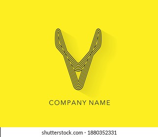 creative initial letter V with abstract running stallion logo vector concept