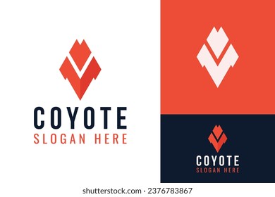 Creative Initial Letter V and Fox Wolf or Coyote Head for Gym Fitness Athlete Strong Bold Predator Bodybuilder Logo Design Branding Template