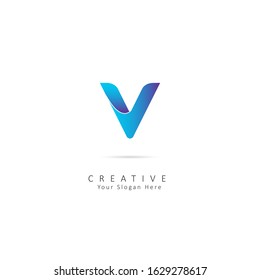 Creative Initial Letter V Logo. Design Vector Origami Logo Template. Funny Entertainment Active Sport Technology areas Typeface. Colorful rounded Letters