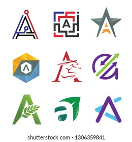 creative initial letter a with various style logo vector 