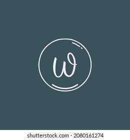 Letra inicial creativa logotipo de escritura a mano W con vector de plantilla dibujado a mano en círculo