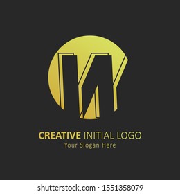 Creative initial letter w logo with circle element