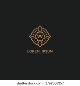 Creative initial letter W logo icon vector design. Luxury jewelry frame gem edge logotype. Print monogram initials stamp sign symbol.