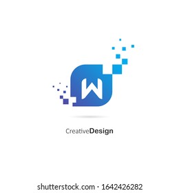 Creative Initial Letter W Pixel Logo Design Element. Design Vector Pixel Logo Template