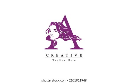 Creative initial letter A women logo design for your business