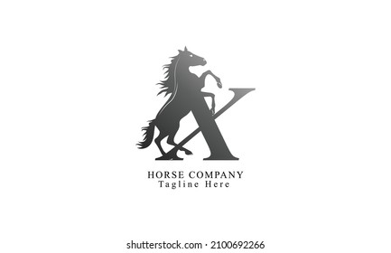 Creative Initial Letter X With Abstract Running Stallion Horse Logo Vector Concept.