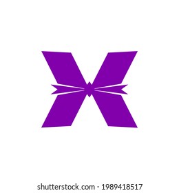 Creative Initial letter X butterfly ribbon logo template in flat design monogram illustration