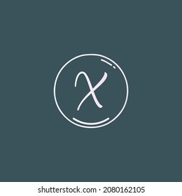 Leyenda inicial creativa Logo de escritura a mano X con vector de plantilla dibujado a mano en círculo