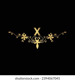 Creative Initial letter X logo design with modern business vector template. Creative isolated X monogram logo design with golden color