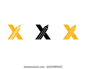creative initial letter X pencil symbol icon design vector isolated transparent background