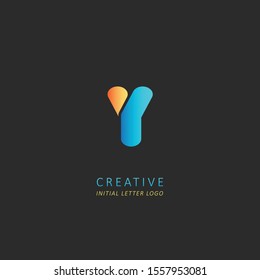 Creative initial letter y logo design vector symbol template element with blue yellow colors concept 