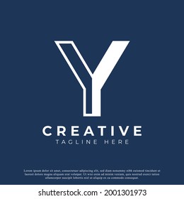Creative Initial Letter Y Logo Design. White Shape Circle Line Style. Usable for Business and Branding Logos. Flat Vector Logo Design Ideas Template Element.