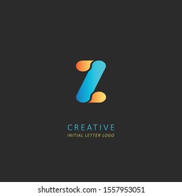 Creative initial letter z logo design vector symbol template element with blue yellow colors concept 