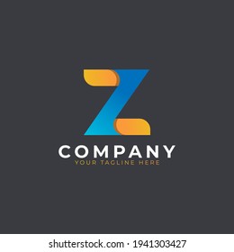 Diseño creativo del logotipo de la letra inicial Z. Forma de flecha geométrica amarilla y azul. Usable para logotipos de empresas y marcas. Elemento de plantilla Ideas de diseño de logotipo de vectores planos. Vector Eps10