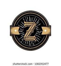 Creative initial letter Z retro vintage hipster and grunge vector logo design template Vector illustration
