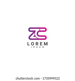 Creative initial letter ZC CZ logo icon design template elements