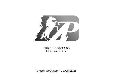Creative initial letter ZP with abstract running stallion horse logo vector concept.