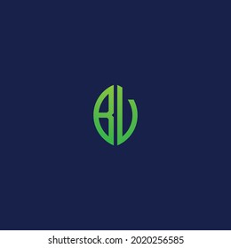 Creative initial letters BV with eco leaf shape logo.It will be suitable for which company or brand name start those initial.