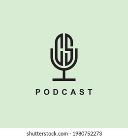 Logo Creativo Inicial de Cartas CS para podcast o música. Será adecuado para qué empresa o nombre de marca inician esas iniciales.