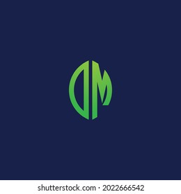 Creative initial letters DM with eco leaf shape logo.It will be suitable for which company or brand name start those initial.