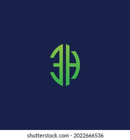 Creative initial letters EH with eco leaf shape logo.It will be suitable for which company or brand name start those initial.