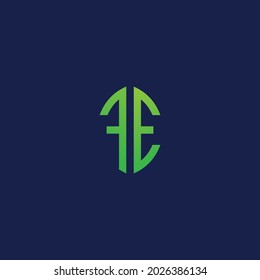 Creative initial letters FE with eco leaf shape logo.It will be suitable for which company or brand name start those initial.