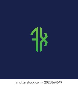 Creative initial letters FX with eco leaf shape logo.It will be suitable for which company or brand name start those initial.