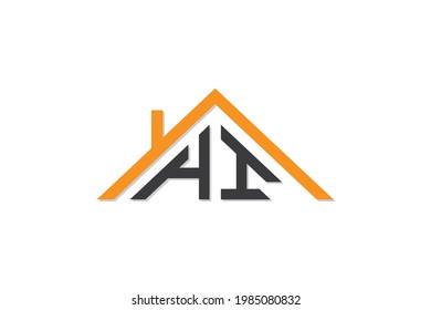 Creative Initial Buchstaben HI Logo für Haus oder Immobilien. Dieses Logo ist mit Buchstaben und Hausdach ausgestattet. Es ist geeignet, für welche Firma oder Marke diese anfänglich gegründet wird.
