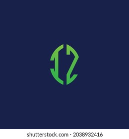Creative Initialbriefe IZ mit Öko-Blattform-Logo.Es ist geeignet, für welchen Firmen- oder Markennamen die ersten Buchstaben beginnen.