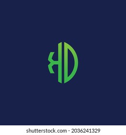 Creative initial letters KD with eco leaf shape logo.It will be suitable for which company or brand name start those initial.