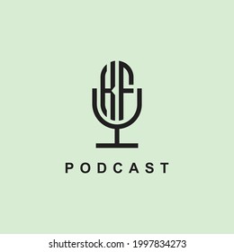 Creative Initial Letters KF Logo for Podcast Or Music. It will be suitable for which company or brand name start those initial.