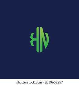 Creative initial letters KN with eco leaf shape logo.It will be suitable for which company or brand name start those initial.