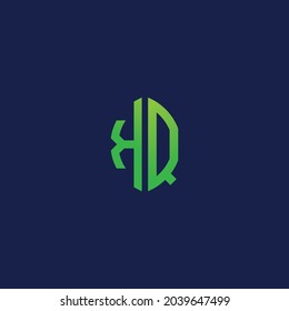 Letras iniciales creativas KQ con el logotipo de forma de hoja ecológica.Será adecuado para qué empresa o nombre de marca inician esas iniciales.