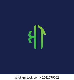 Creative initial letters KT with eco leaf shape logo.It will be suitable for which company or brand name start those initial.