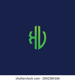 Creative initial letters KV with eco leaf shape logo.It will be suitable for which company or brand name start those initial.