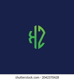 Creative initial letters KZ with eco leaf shape logo.It will be suitable for which company or brand name start those initial.