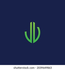 Creative initial letters LV with eco leaf shape logo.It will be suitable for which company or brand name start those initial.