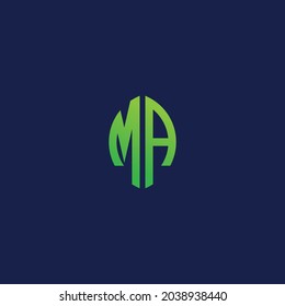 Creative initial letters MA with eco leaf shape logo.It will be suitable for which company or brand name start those initial.