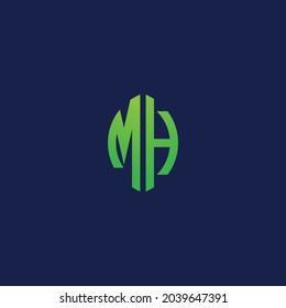 Creative initial letters MH with eco leaf shape logo.It will be suitable for which company or brand name start those initial.