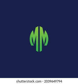 Creative initial letters MM with eco leaf shape logo.It will be suitable for which company or brand name start those initial.