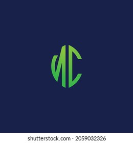 Creative initial letters NC with eco leaf shape logo.It will be suitable for which company or brand name start those initial.