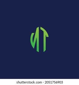 Letras iniciales creativas NT con el logotipo de forma de hoja ecológica.Será adecuado para qué empresa o nombre de marca inician esas iniciales.