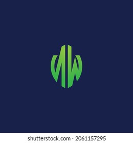 Letras iniciales creativas NW con el logotipo de forma de hoja ecológica.Será adecuado para qué empresa o marca empiezan esas iniciales.