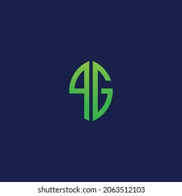 Creative initial letters PG with eco leaf shape logo.It will be suitable for which company or brand name start those initial.
